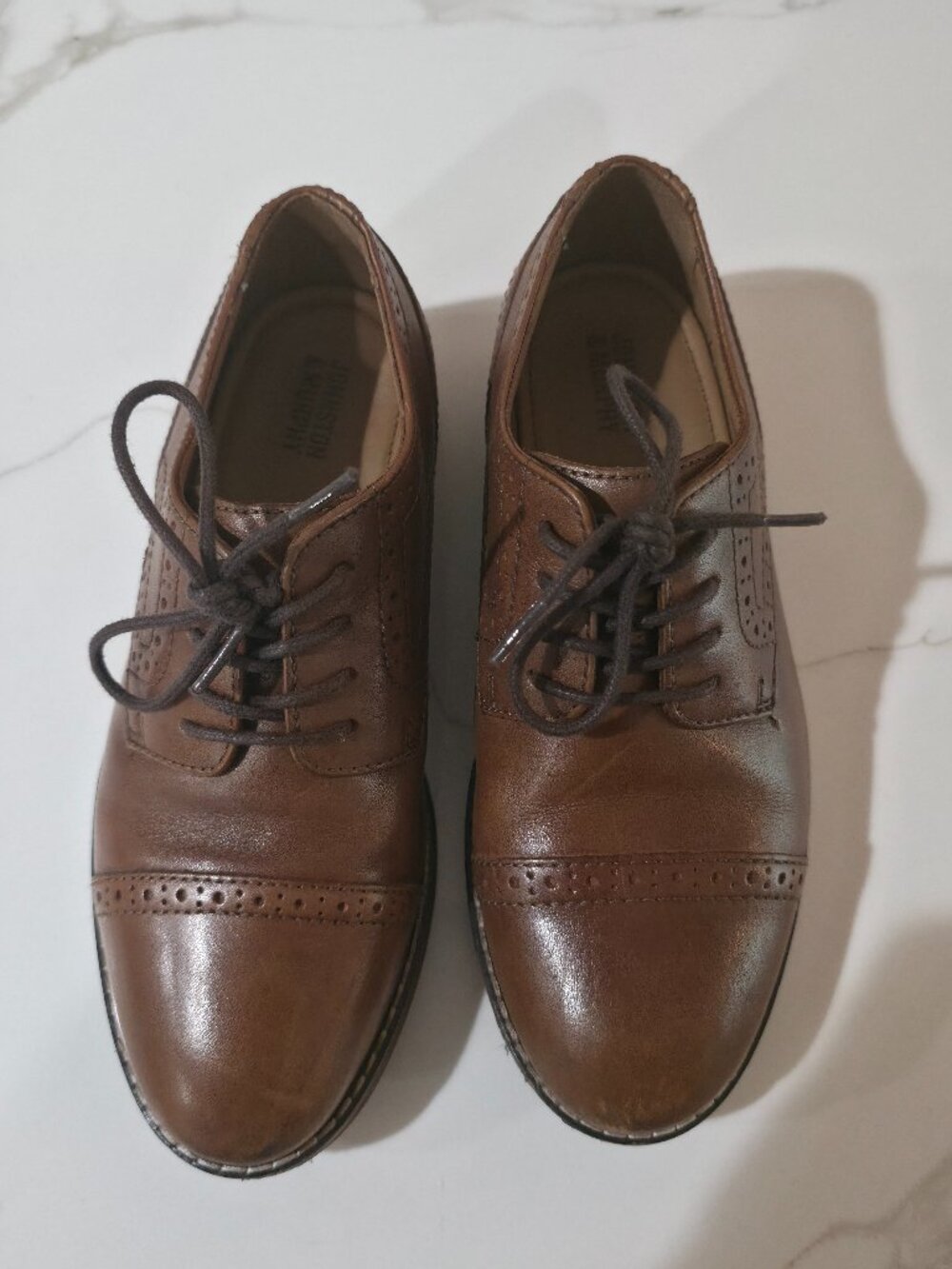 Johnston & Murphy Boys Brown Oxford Dress Shoes Size 1M (Little Kid 13)